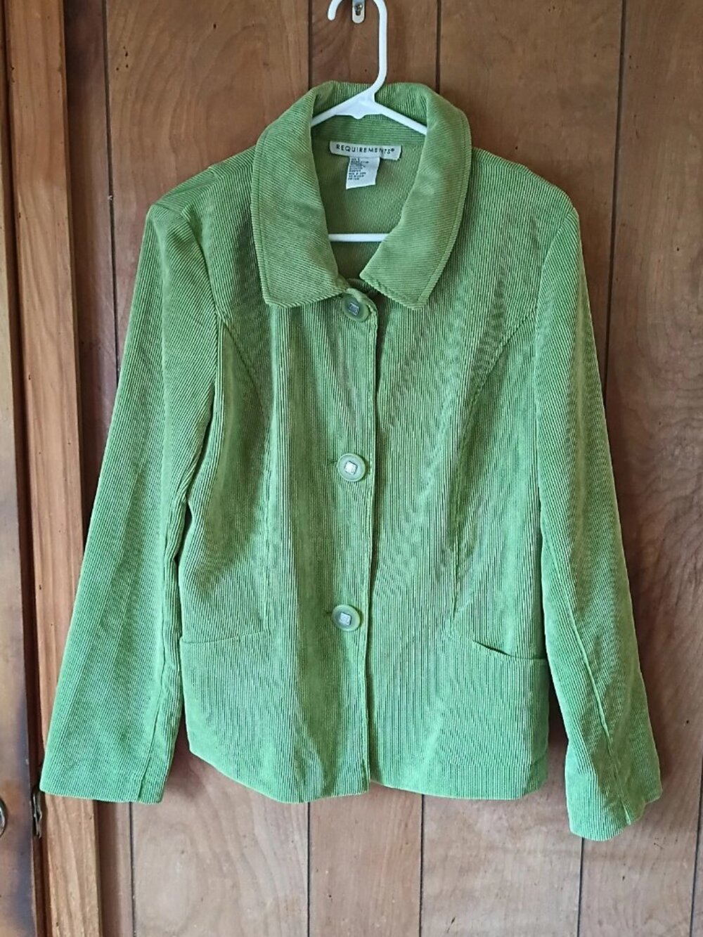 Requirements Women’s Size L Green Textured Jacket Button Front Stretch Blazer